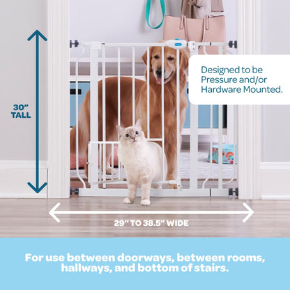 Carlson 30" Extra Tall Walk-Through Pet Gate, 29"-38.5" Wide, Small Door, White