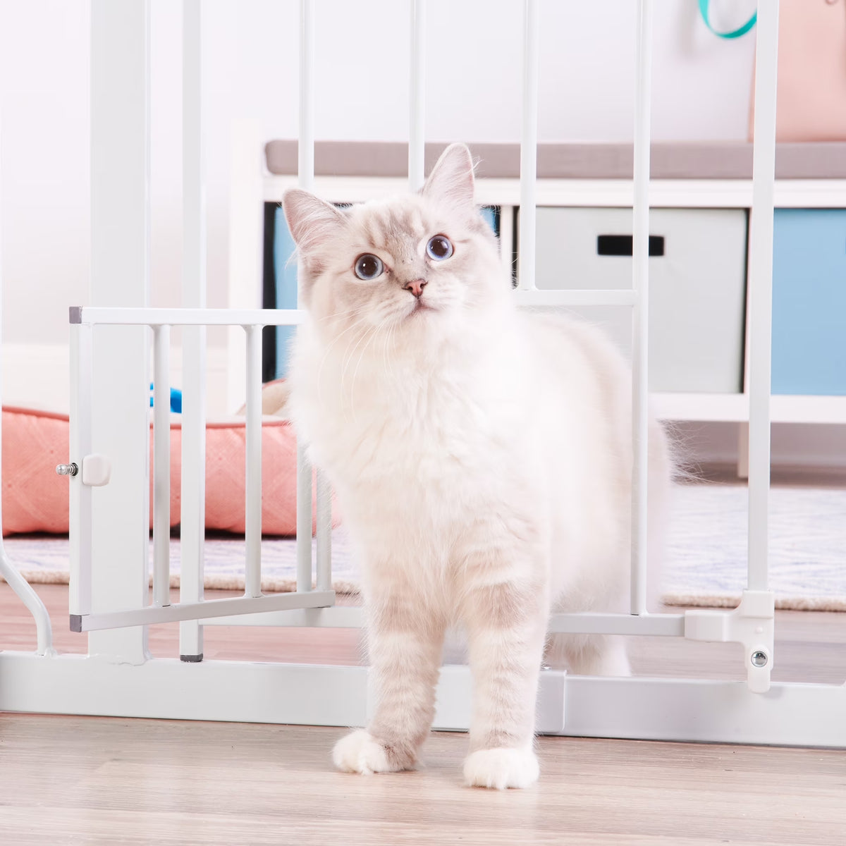 Carlson 30" Extra Tall Walk-Through Pet Gate, 29"-38.5" Wide, Small Door, White