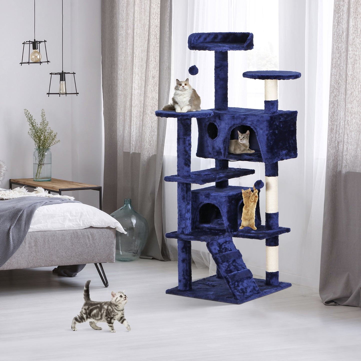 55" Multi-Level Cat Tree Tower Activity Center Playing House Condo 6 Colors