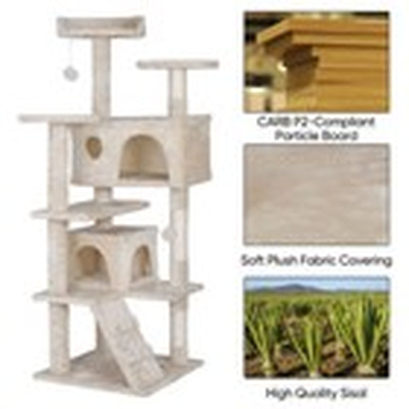 55" Multi-Level Cat Tree Tower Activity Center Playing House Condo 6 Colors