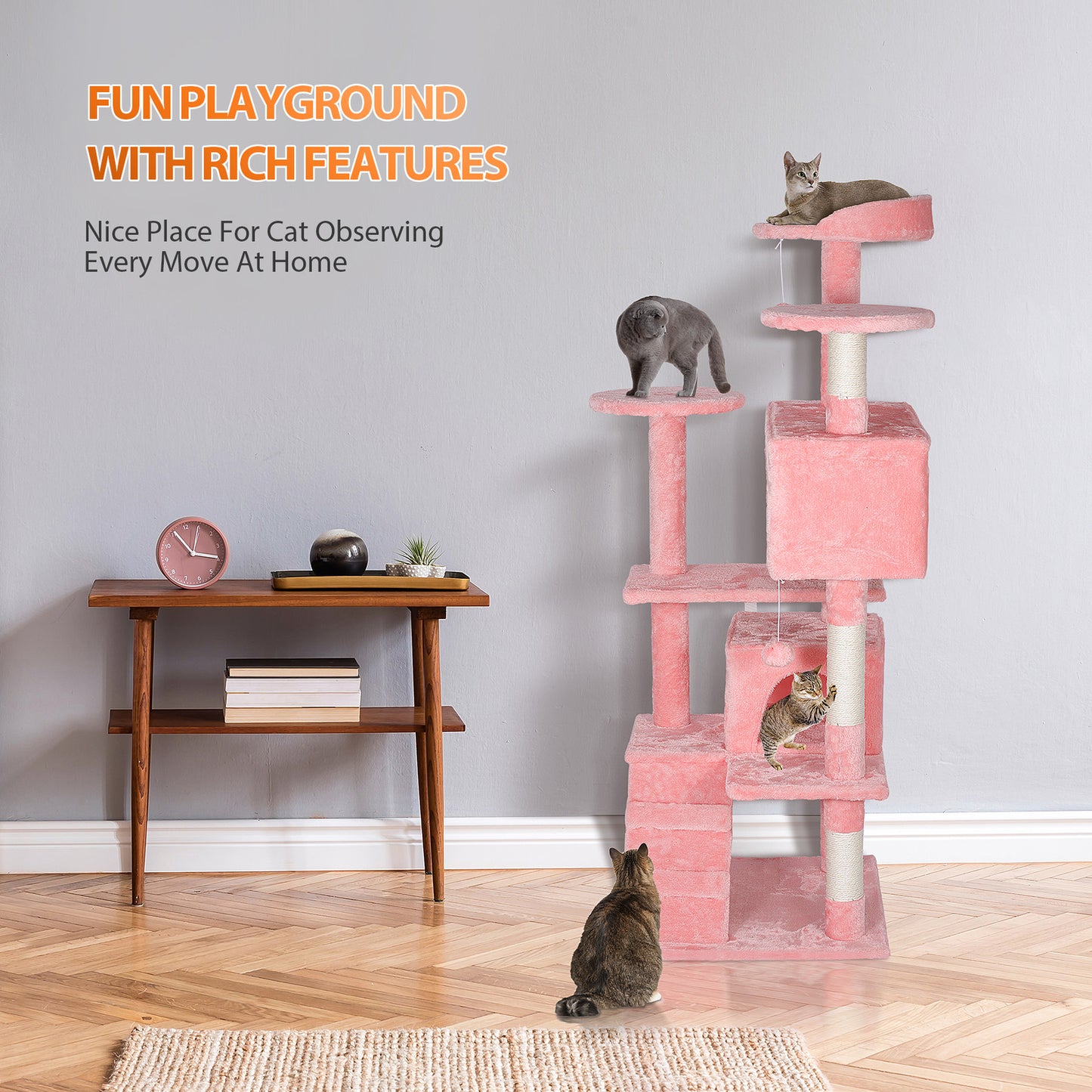 55" Multi-Level Cat Tree Tower Activity Center Playing House Condo 6 Colors