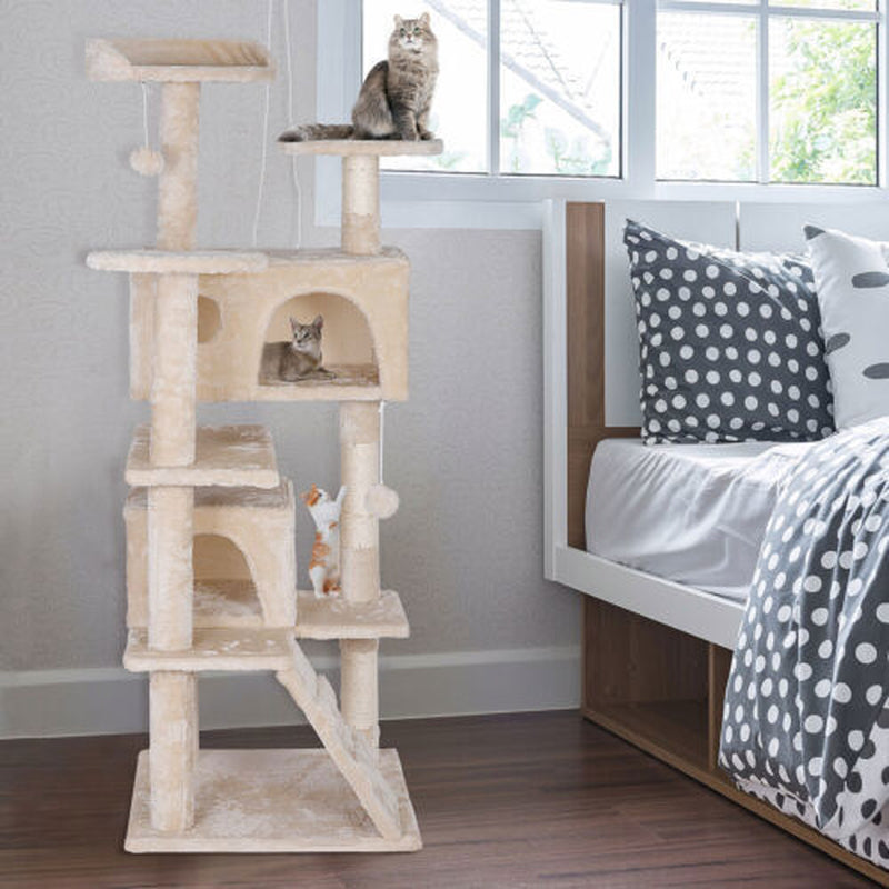 55" Multi-Level Cat Tree Tower Activity Center Playing House Condo 6 Colors