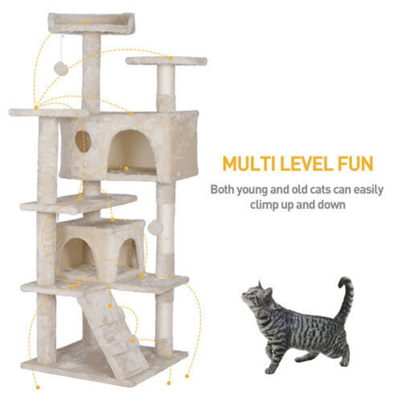 55" Multi-Level Cat Tree Tower Activity Center Playing House Condo 6 Colors