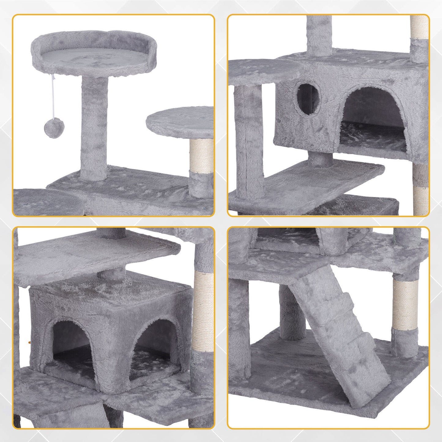 55" Multi-Level Cat Tree Tower Activity Center Playing House Condo 6 Colors