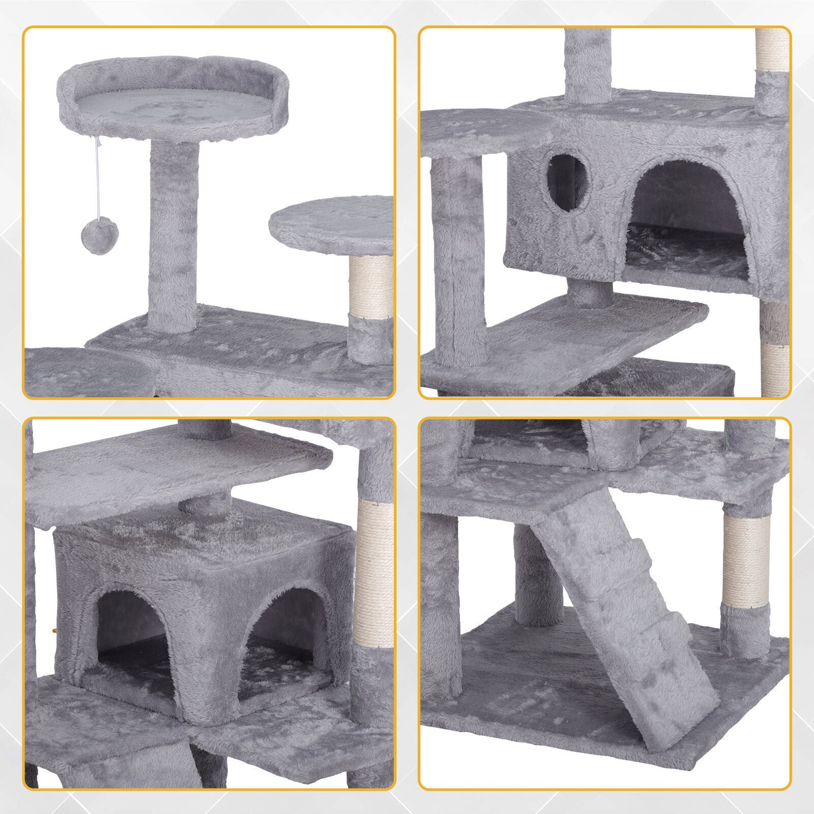 55" Multi-Level Cat Tree Tower Activity Center Playing House Condo 6 Colors