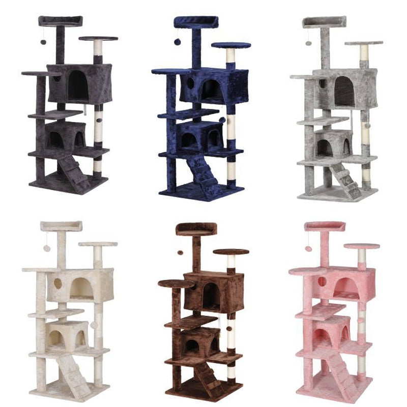 55" Multi-Level Cat Tree Tower Activity Center Playing House Condo 6 Colors