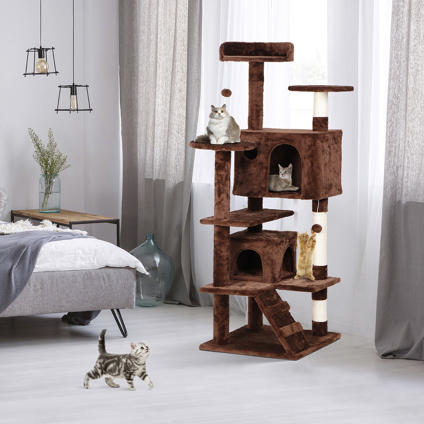 55" Multi-Level Cat Tree Tower Activity Center Playing House Condo 6 Colors