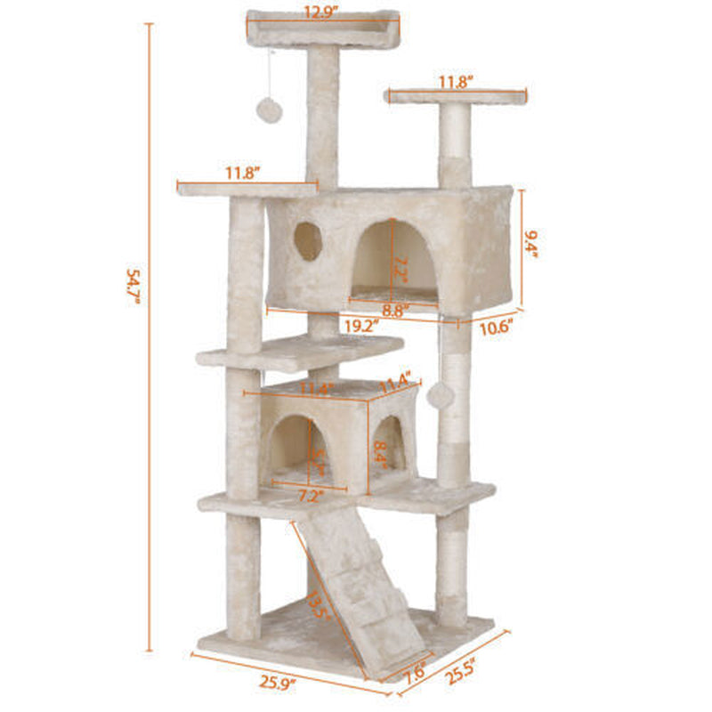 55" Multi-Level Cat Tree Tower Activity Center Playing House Condo 6 Colors