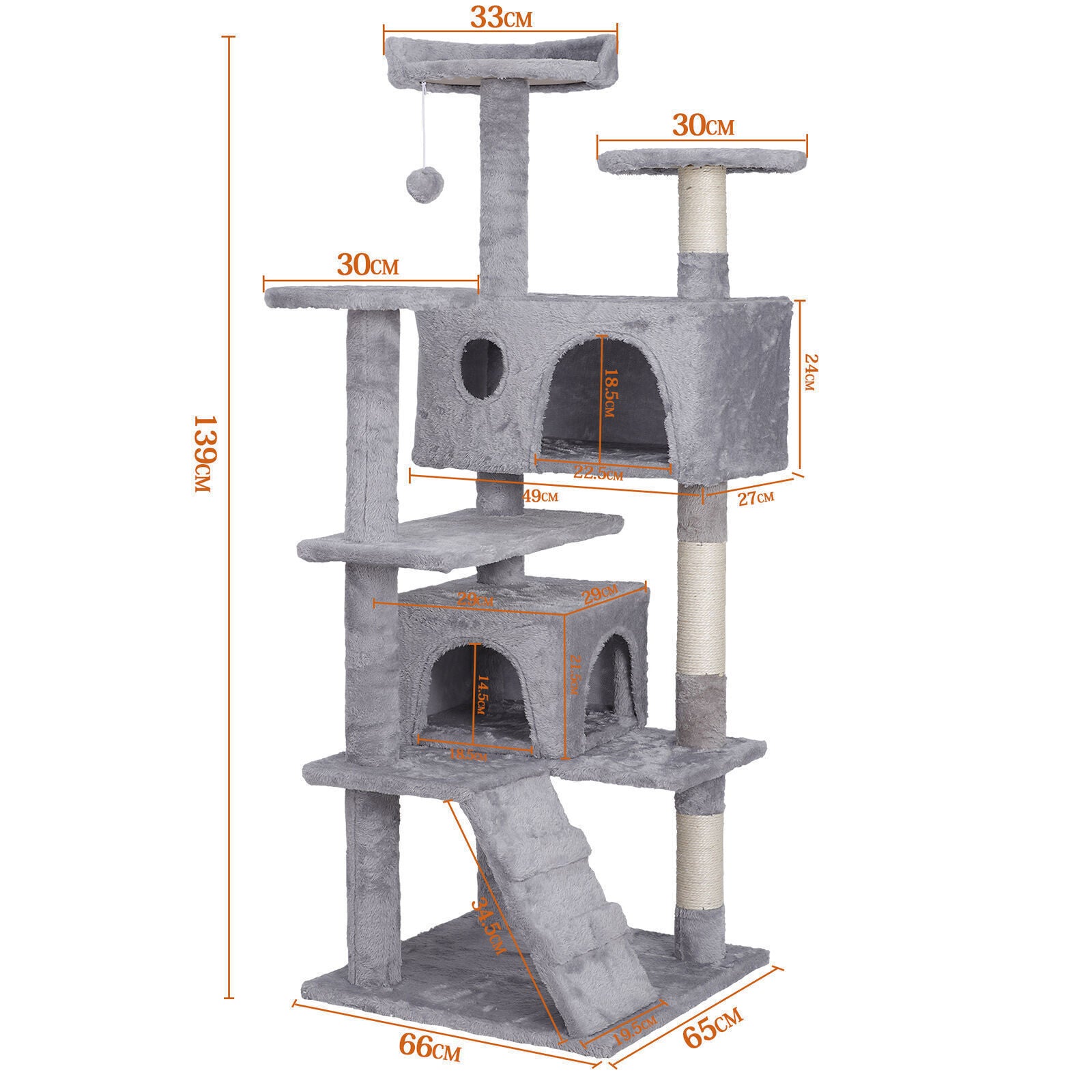 55" Multi-Level Cat Tree Tower Activity Center Playing House Condo 6 Colors