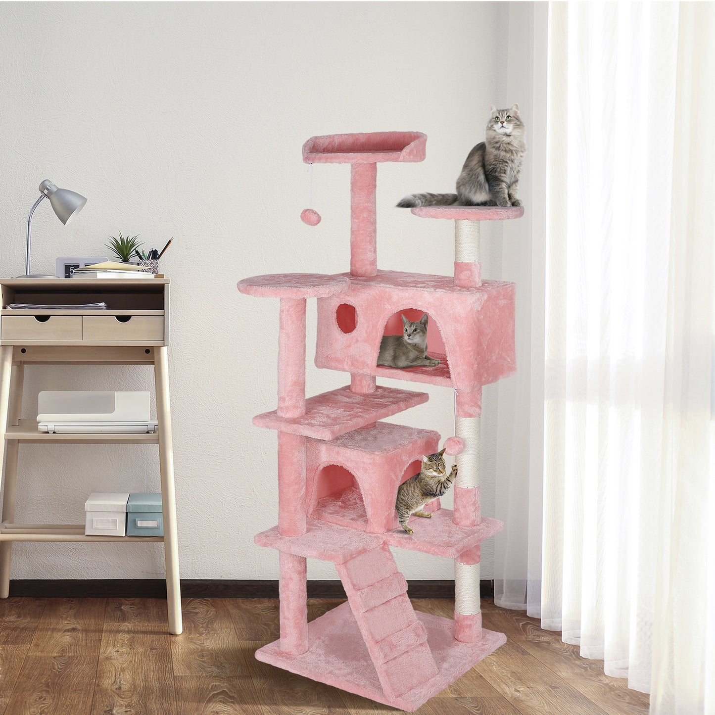55" Multi-Level Cat Tree Tower Activity Center Playing House Condo 6 Colors