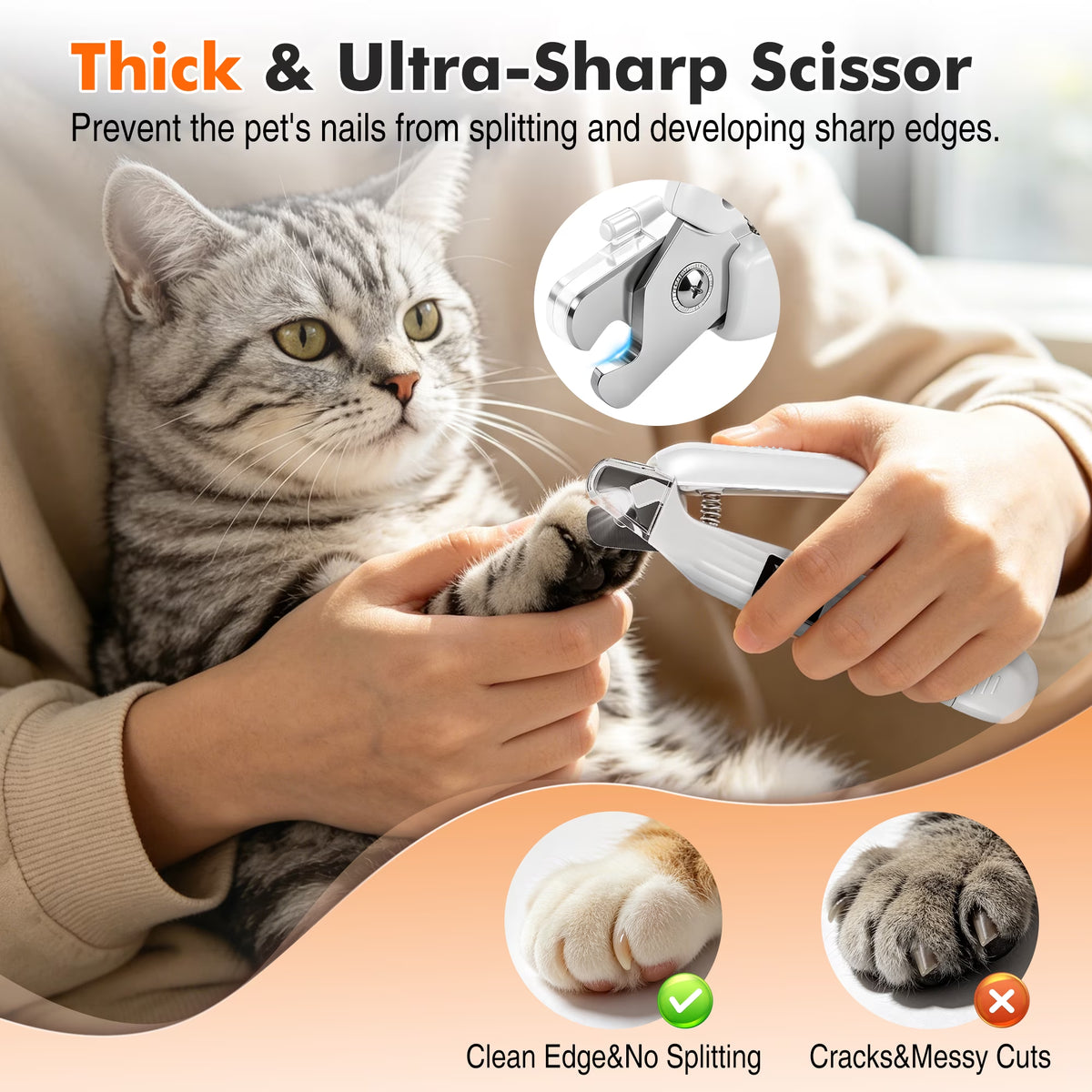 2 in 1 Dog Nail Clipper and Grinder with Lights, Quiet Pet Nail Trimmer for Large,Medium & Small Dogs Cats