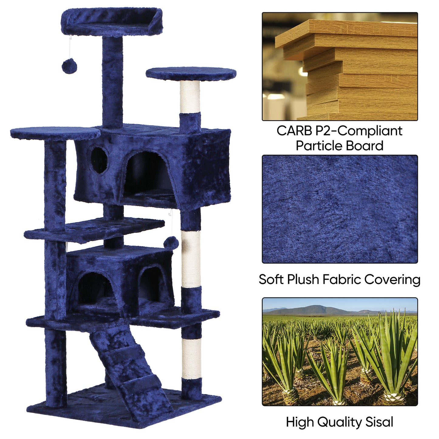 55" Multi-Level Cat Tree Tower Activity Center Playing House Condo 6 Colors