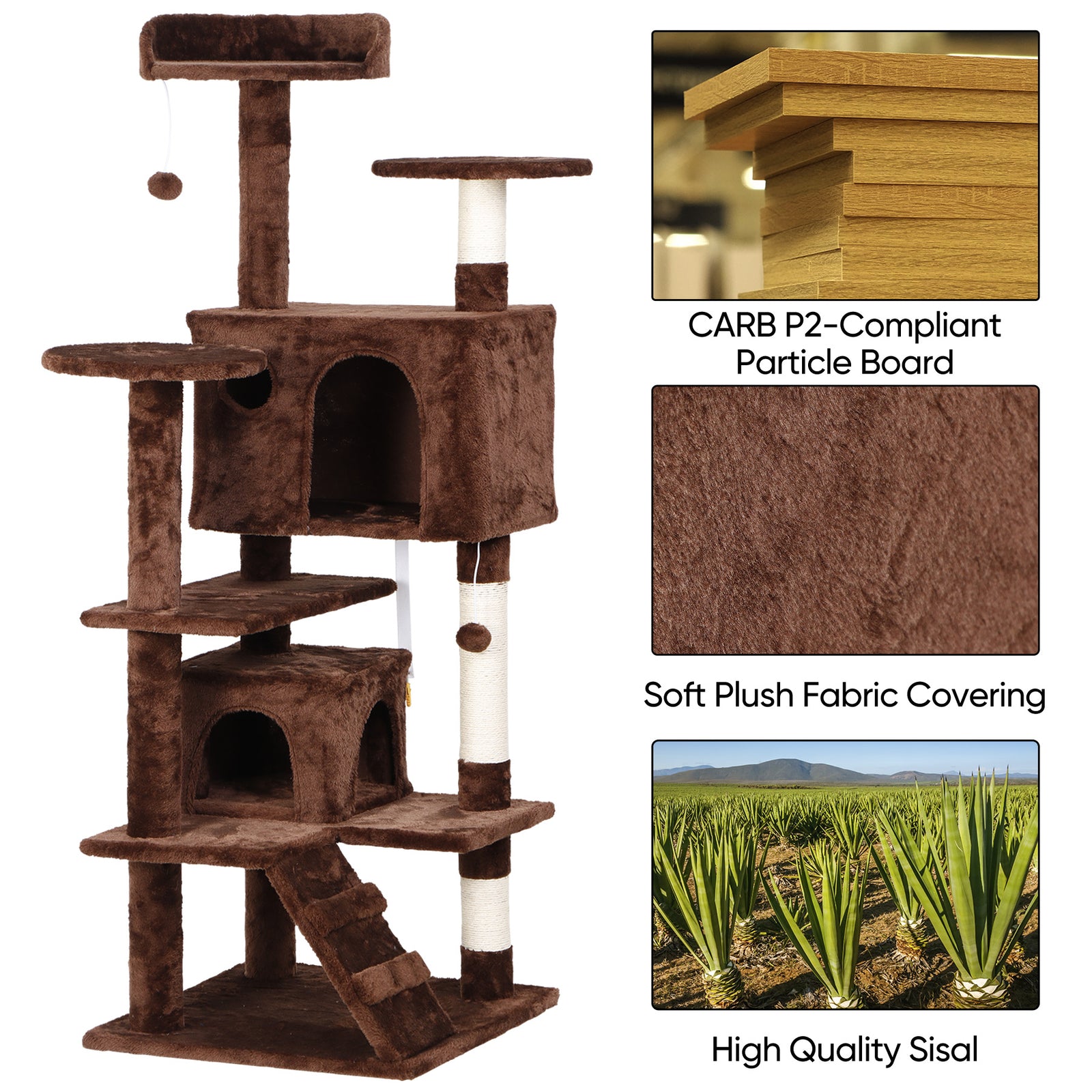 55" Multi-Level Cat Tree Tower Activity Center Playing House Condo 6 Colors