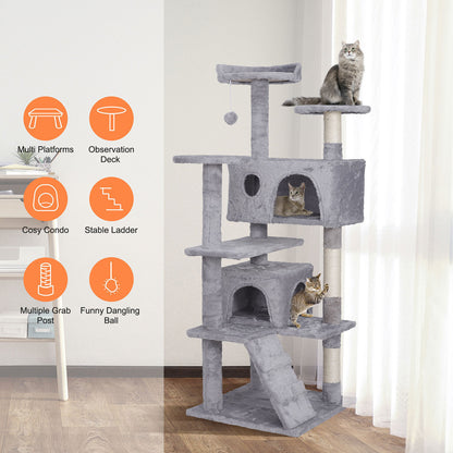 55" Multi-Level Cat Tree Tower Activity Center Playing House Condo 6 Colors