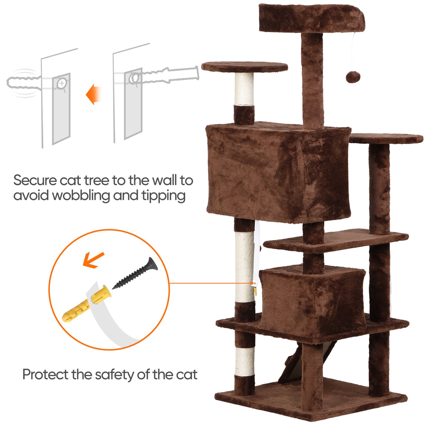 55" Multi-Level Cat Tree Tower Activity Center Playing House Condo 6 Colors