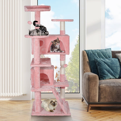 55" Multi-Level Cat Tree Tower Activity Center Playing House Condo 6 Colors