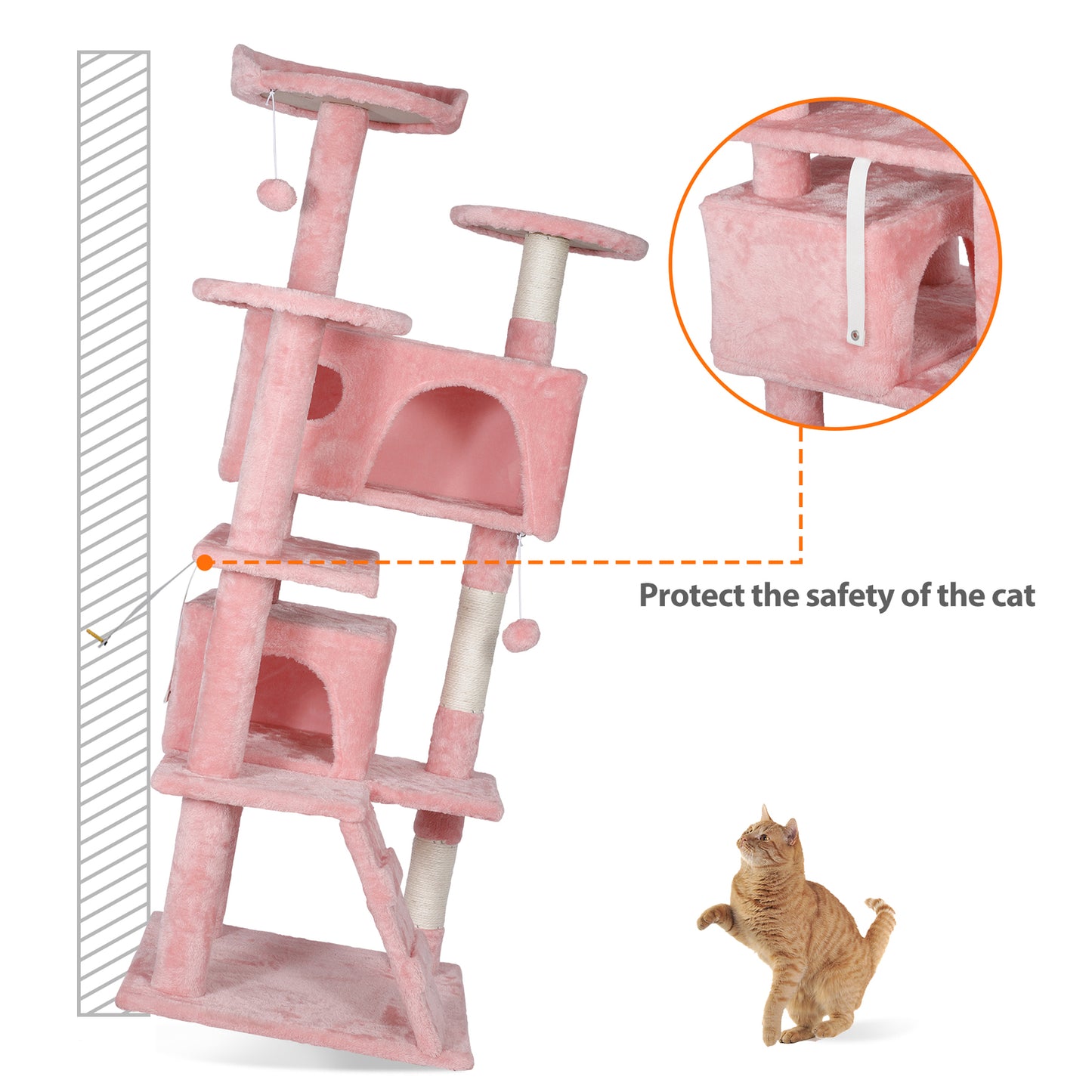 55" Multi-Level Cat Tree Tower Activity Center Playing House Condo 6 Colors