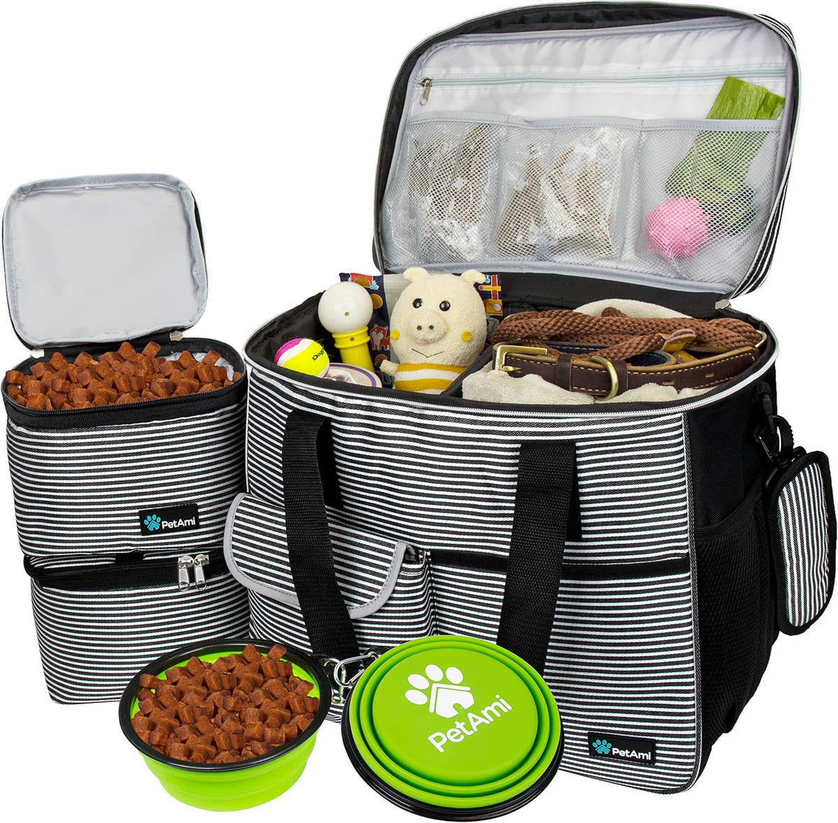 Dog Travel Bag Organizer, Pet Supplies Tote Diaper Bag, Black Medium