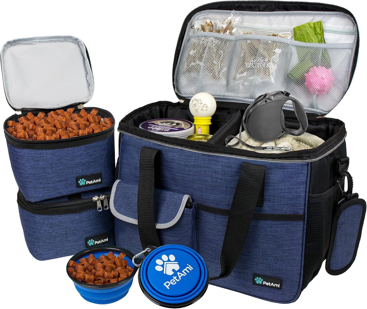 Dog Travel Bag Organizer, Pet Supplies Tote Diaper Bag, Black Medium