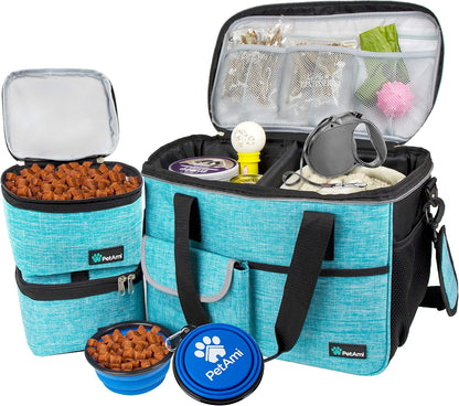Dog Travel Bag Organizer, Pet Supplies Tote Diaper Bag, Black Medium
