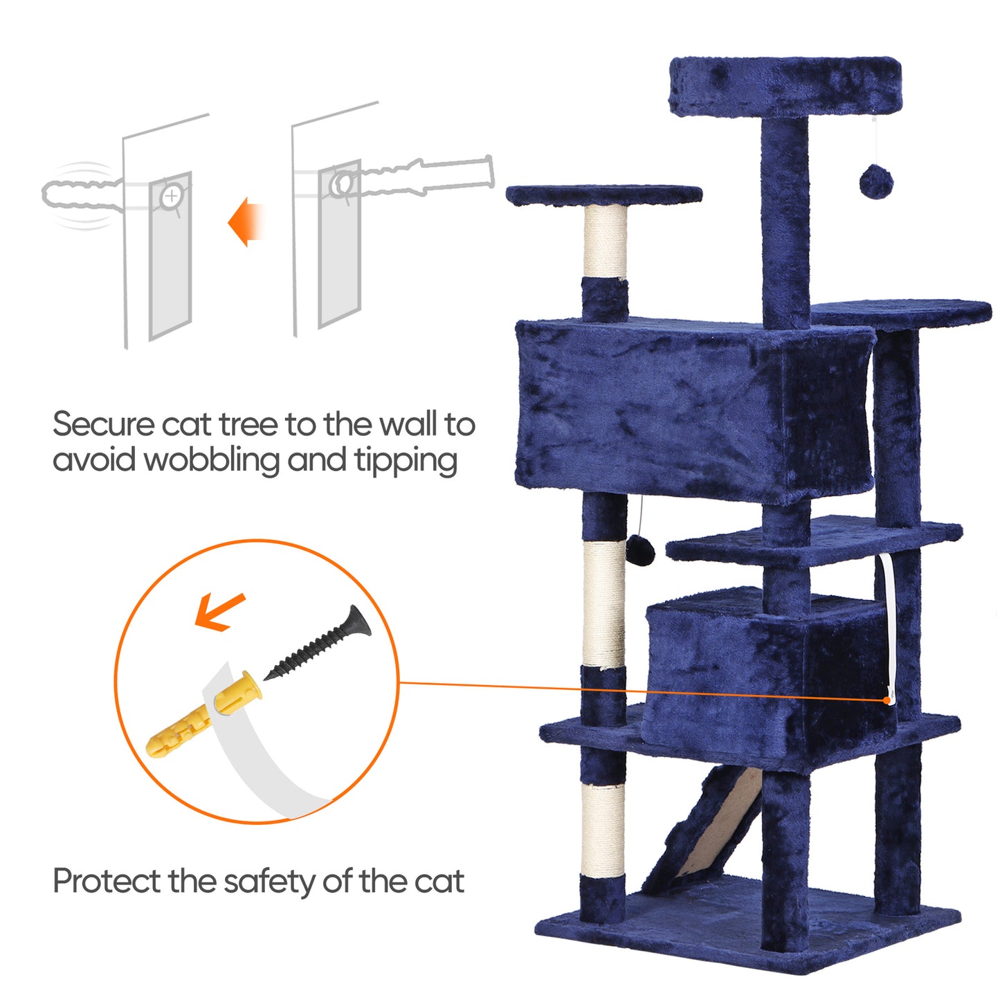 55" Multi-Level Cat Tree Tower Activity Center Playing House Condo 6 Colors