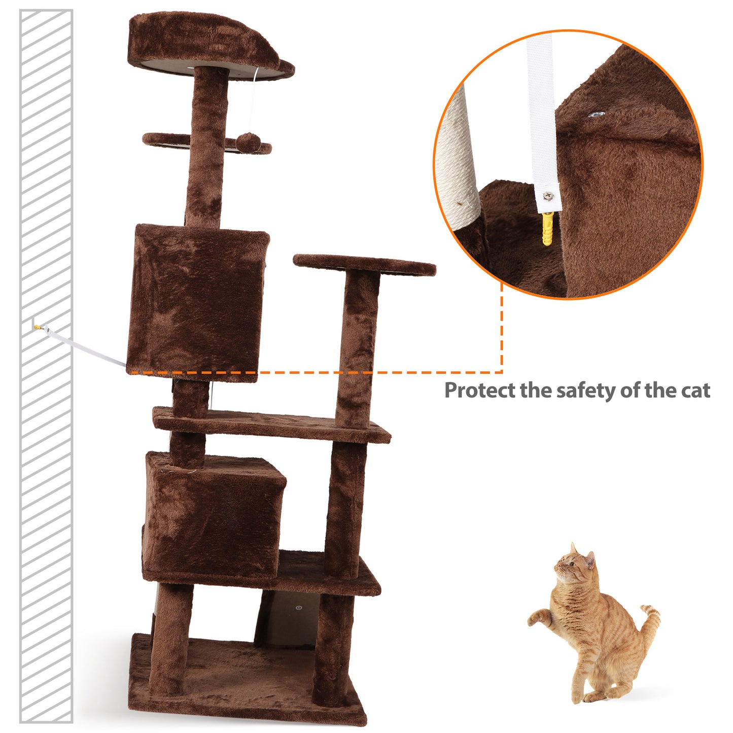 55" Multi-Level Cat Tree Tower Activity Center Playing House Condo 6 Colors