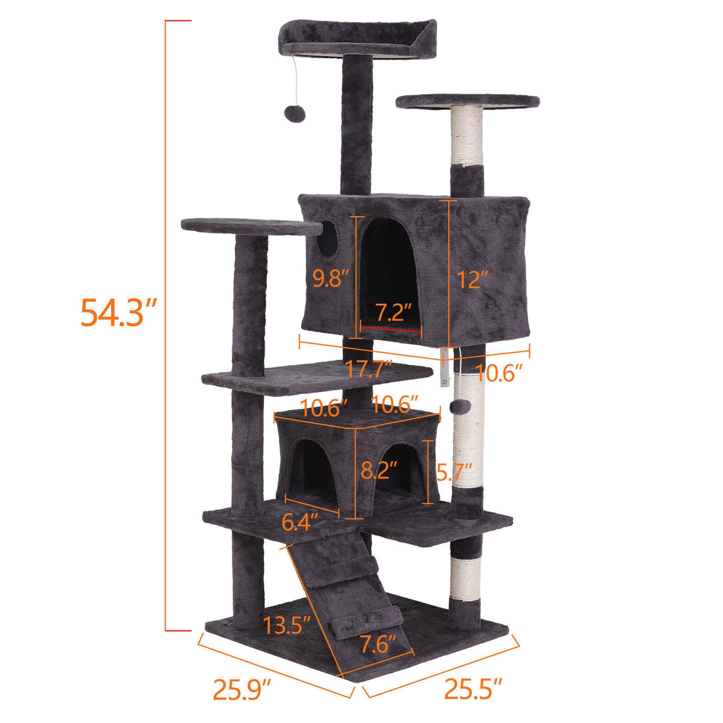 55" Multi-Level Cat Tree Tower Activity Center Playing House Condo 6 Colors