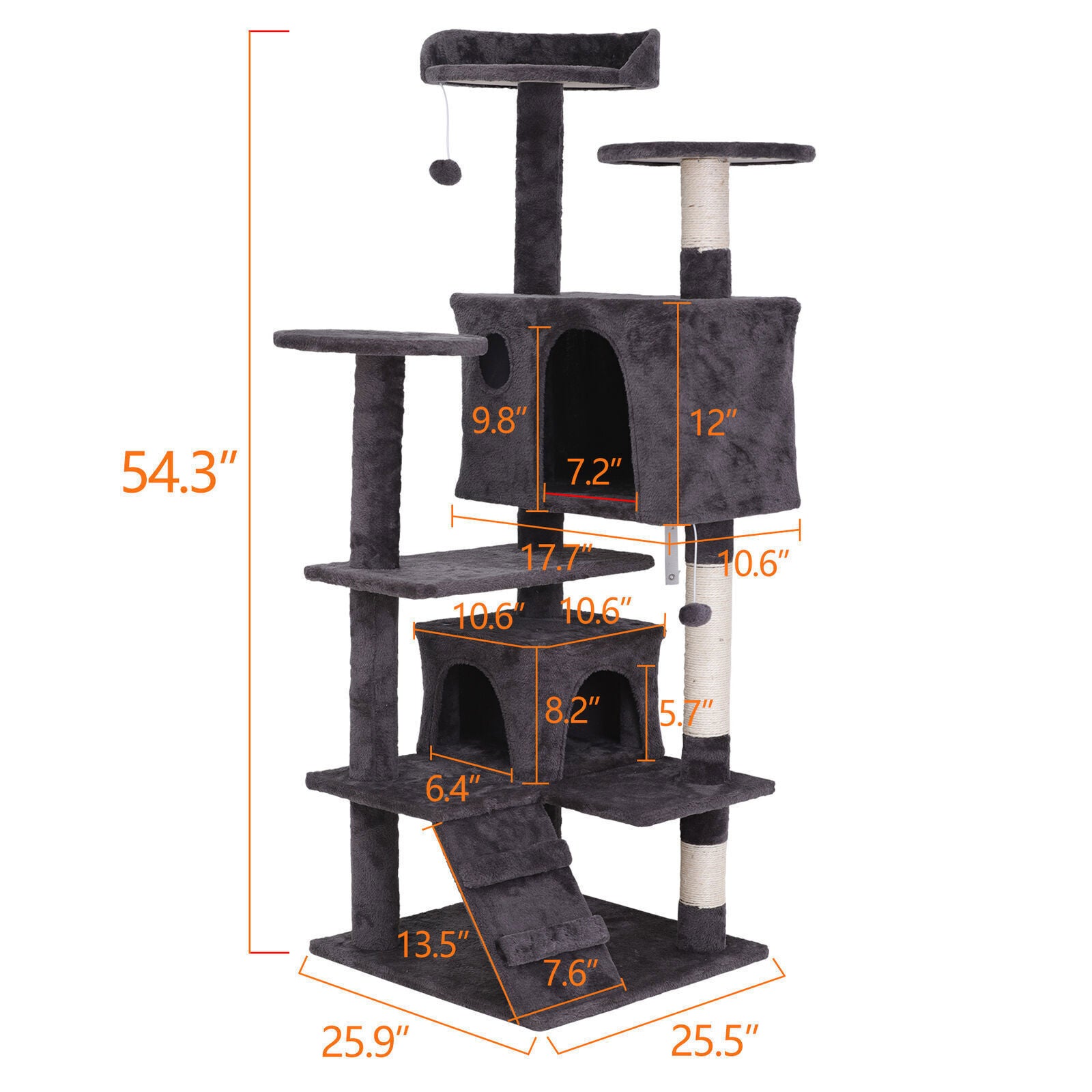 55" Multi-Level Cat Tree Tower Activity Center Playing House Condo 6 Colors