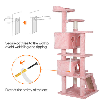 55" Multi-Level Cat Tree Tower Activity Center Playing House Condo 6 Colors