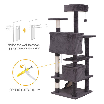55" Multi-Level Cat Tree Tower Activity Center Playing House Condo 6 Colors