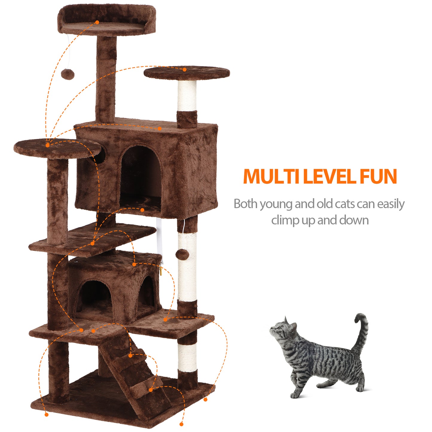 55" Multi-Level Cat Tree Tower Activity Center Playing House Condo 6 Colors