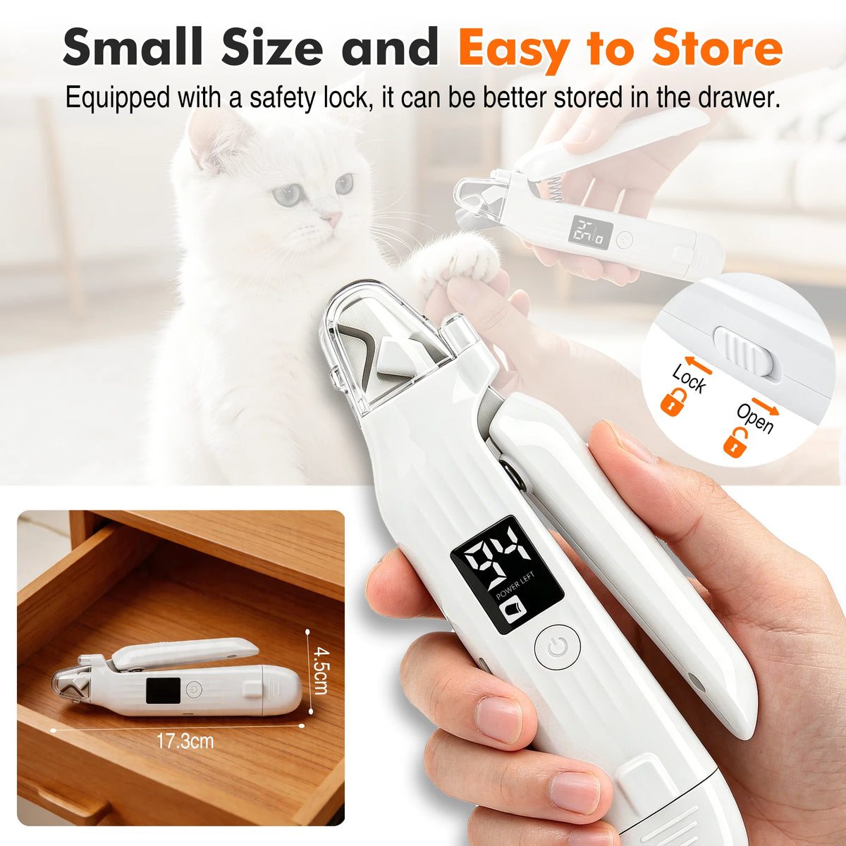 2 in 1 Dog Nail Clipper and Grinder with Lights, Quiet Pet Nail Trimmer for Large,Medium & Small Dogs Cats