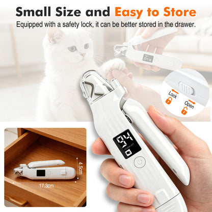 2 in 1 Dog Nail Clipper and Grinder with Lights, Quiet Pet Nail Trimmer for Large,Medium & Small Dogs Cats