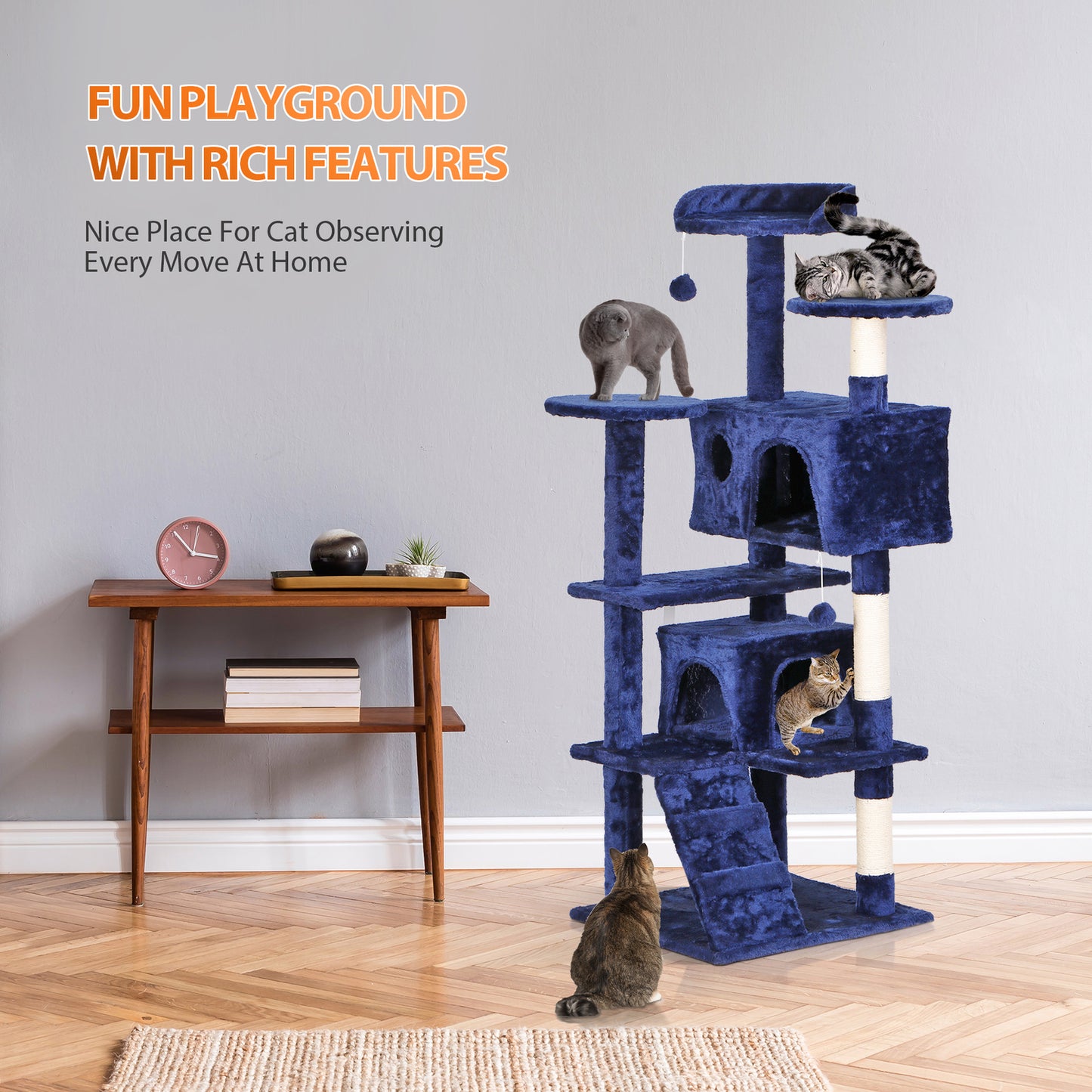 55" Multi-Level Cat Tree Tower Activity Center Playing House Condo 6 Colors