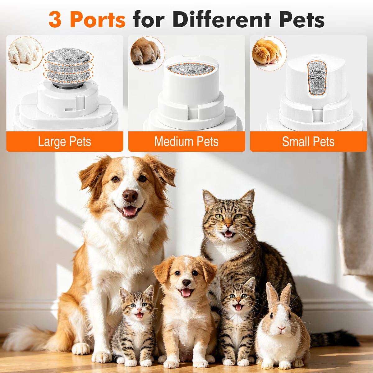 2 in 1 Dog Nail Clipper and Grinder with Lights, Quiet Pet Nail Trimmer for Large,Medium & Small Dogs Cats