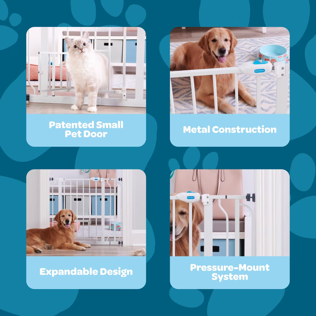 Carlson 30" Extra Tall Walk-Through Pet Gate, 29"-38.5" Wide, Small Door, White