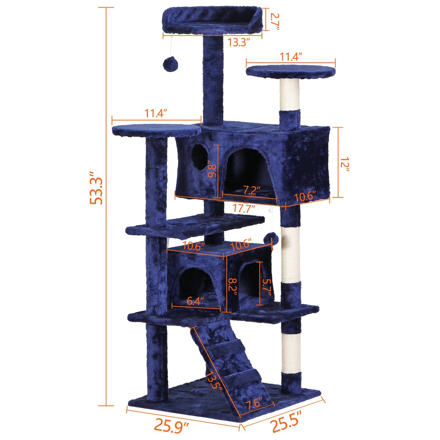 55" Multi-Level Cat Tree Tower Activity Center Playing House Condo 6 Colors