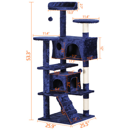 55" Multi-Level Cat Tree Tower Activity Center Playing House Condo 6 Colors