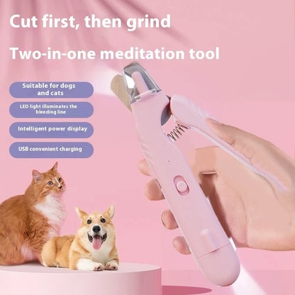 2 in 1 Pet Nail Clippers with Led Light Dog Cat Special Blood Line Scissors Multifunction Animals Paw Nail Trimmer Pet Supplies