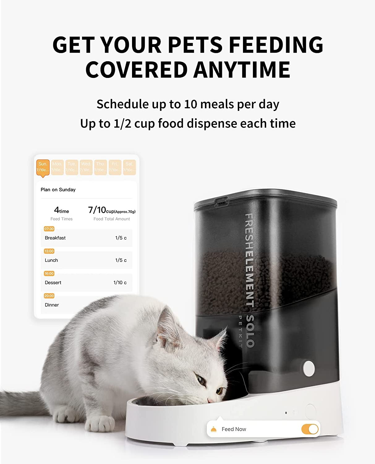PETKIT Automatic Cat Feeder, 2.4G Wifi Automatic Dog Feeder, App Control Pet Food Dispenser with Triple Fresh-Lock System, Schedule Feeding, Food Shortage Alert, Dual Power-Charge&Battery,3L Capacity