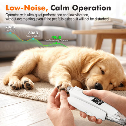 2 in 1 Dog Nail Clipper and Grinder with Lights, Quiet Pet Nail Trimmer for Large,Medium & Small Dogs Cats