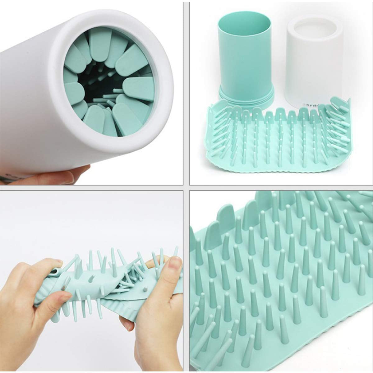 Dirty and Dusty Paw Cleaner for Large, Medium, Small Dog and Cat, Pet Footprint Cleaning Cups with Silicone Brush for Sanitizing and Cleaning Pet Paws (Small, Gray)