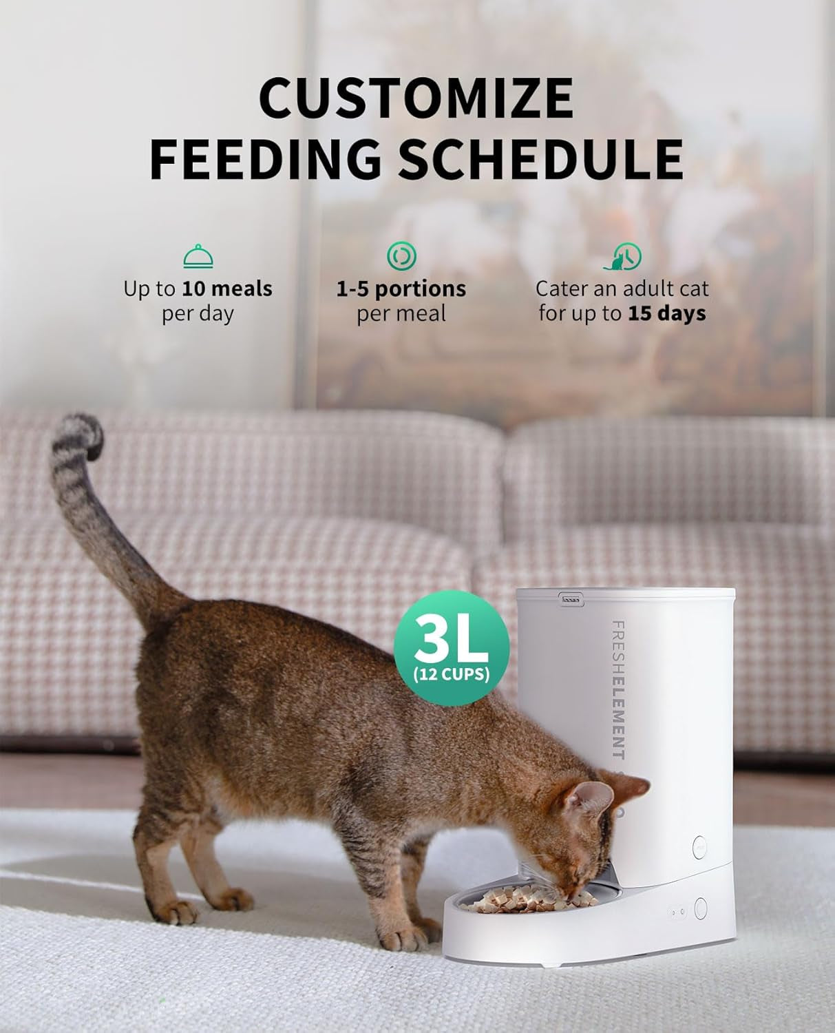 PETKIT Automatic Cat Feeder, 2.4G Wifi Automatic Dog Feeder, App Control Pet Food Dispenser with Triple Fresh-Lock System, Schedule Feeding, Food Shortage Alert, Dual Power-Charge&Battery,3L Capacity