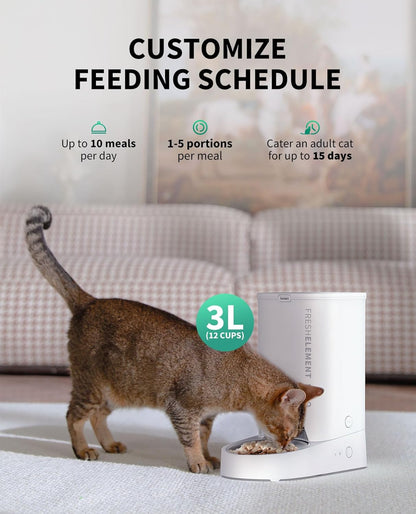 PETKIT Automatic Cat Feeder, 2.4G Wifi Automatic Dog Feeder, App Control Pet Food Dispenser with Triple Fresh-Lock System, Schedule Feeding, Food Shortage Alert, Dual Power-Charge&Battery,3L Capacity