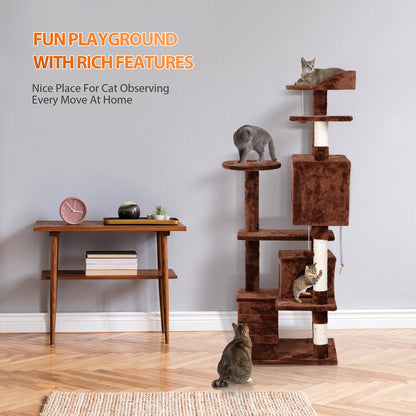 55" Multi-Level Cat Tree Tower Activity Center Playing House Condo 6 Colors