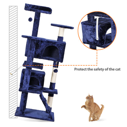 55" Multi-Level Cat Tree Tower Activity Center Playing House Condo 6 Colors