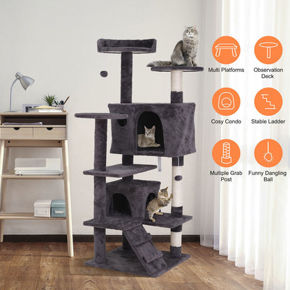 55" Multi-Level Cat Tree Tower Activity Center Playing House Condo 6 Colors