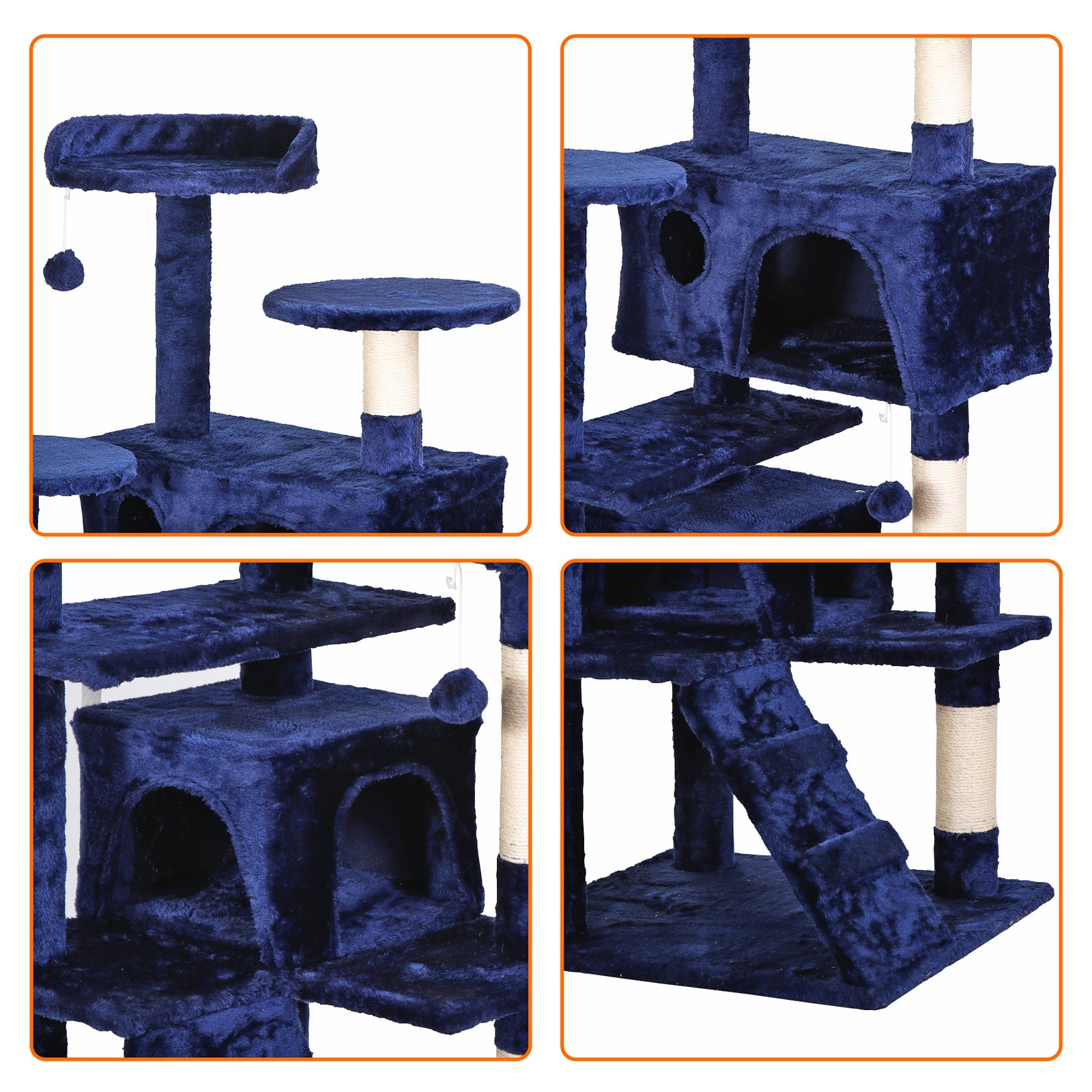 55" Multi-Level Cat Tree Tower Activity Center Playing House Condo 6 Colors