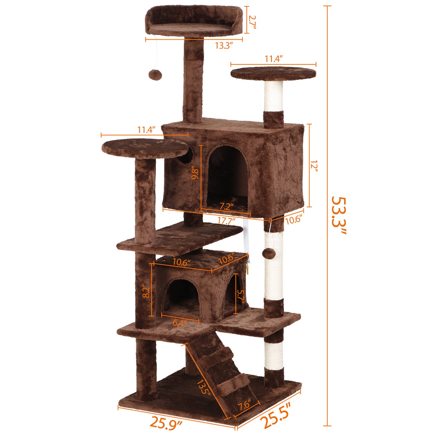 55" Multi-Level Cat Tree Tower Activity Center Playing House Condo 6 Colors