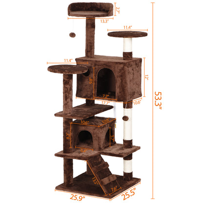 55" Multi-Level Cat Tree Tower Activity Center Playing House Condo 6 Colors